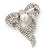 Stunning Diamante Simulated Pearl Bow Brooch In Rhodium Plated Metal - view 7