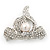 Stunning Diamante Simulated Pearl Bow Brooch In Rhodium Plated Metal - view 9