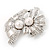 Abstract Simulated Pearl Floral Brooch In Rhodium Plated Metal - view 7