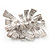 Abstract Simulated Pearl Floral Brooch In Rhodium Plated Metal - view 8