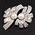 Abstract Simulated Pearl Floral Brooch In Rhodium Plated Metal - view 4