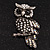 Antique Silver Crystal Owl Brooch - view 2