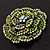 Spectacular Grass Green Dimensional Rose Brooch (Antique Silver Tone) - view 5