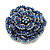 Spectacular Dimensional Rose Brooch In Aged Silver Tone Metal In Blue Shades - 60mm D - view 3