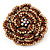Spectacular Brown Dimensional Rose Brooch (Antique Gold Tone) - view 7