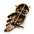 Antique Gold Crystal Owl Brooch - 40mm Tall - view 5