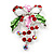Red/Green Crystal Grapes And Bow Brooch (Silver Tone) - view 2