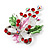 Red/Green Crystal Grapes And Bow Brooch (Silver Tone) - view 4