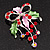 Red/Green Crystal Grapes And Bow Brooch (Silver Tone) - view 6