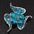 Dazzling Teal Blue Crystal Floral Brooch - view 2