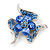 Dazzling Violet Blue Crystal Floral Brooch