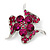 Dazzling Fuchsia Crystal Floral Brooch