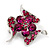 Dazzling Fuchsia Crystal Floral Brooch - view 4