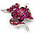 Dazzling Fuchsia Crystal Floral Brooch - view 3