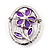 Purple Daisy In The Oval Frame Crystal Brooch (Silver Tone) - view 5