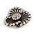 Vintage 3-Petal Flower Diamante Brooch In Bronze Metal - view 6