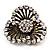 Vintage 3-Petal Flower Diamante Brooch In Bronze Metal