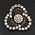 Vintage 3-Petal Flower Diamante Brooch In Bronze Metal - view 4