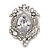 Clear CZ Deco Brooch In Rhodium Plated Metal - view 2