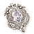 Clear CZ Deco Brooch In Rhodium Plated Metal - view 6