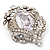 Clear CZ Deco Brooch In Rhodium Plated Metal - view 7
