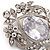 Clear CZ Deco Brooch In Rhodium Plated Metal - view 3