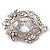 Clear CZ Deco Brooch In Rhodium Plated Metal - view 8