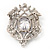 Clear CZ Deco Brooch In Rhodium Plated Metal - view 4