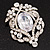 Clear CZ Deco Brooch In Rhodium Plated Metal - view 5