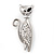 Stylish Diamante Kitty Brooch In Rhodium Plated Metal - view 3