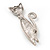 Stylish Diamante Kitty Brooch In Rhodium Plated Metal - view 4