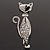 Stylish Diamante Kitty Brooch In Rhodium Plated Metal - view 2