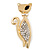 Stylish Diamante Kitty Brooch In Gold Plated Metal - view 3