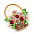 Multicoloured Diamante 'Basket With Flowers' Brooch In Gold Plated Metal - view 5