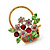 Multicoloured Diamante 'Basket With Flowers' Brooch In Gold Plated Metal - view 6