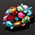 Large Multicoloured Dimensional Corsage Acrylic Brooch (Black Tone Metal) - view 8