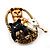 Cute 'Kittens In The Basket' Brooch In Gold Plated Metal - view 3