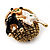 Cute 'Kittens In The Basket' Brooch In Gold Plated Metal - view 5