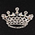 Clear & AB Crystal Crown Brooch In Rhodium Plated Metal - view 3