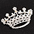 Clear & AB Crystal Crown Brooch In Rhodium Plated Metal - view 4