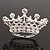 Clear & AB Crystal Crown Brooch In Rhodium Plated Metal