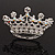 Clear & AB Crystal Crown Brooch In Rhodium Plated Metal - view 7