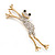 'Leaping Frog' Crystal 2-Tone Brooch