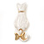 White Enamel Cat&Bow Brooch (Gold Tone Metal) - view 2