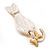 White Enamel Cat&Bow Brooch (Gold Tone Metal) - view 3