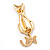 White Enamel Cat&Bow Brooch (Gold Tone Metal) - view 5