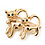 'Cat Family' Gold Plated Brooch
