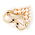 Simulated Pearl Heart With Two Swan Brooch (Gold Plated Metal) - view 3