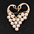 Simulated Pearl Heart With Two Swan Brooch (Gold Plated Metal) - view 2