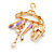 Stylish Lavender/ White Enamel, Clear Crystal Golfer Set Brooch In Gold Tone - 75mm Tall - view 7